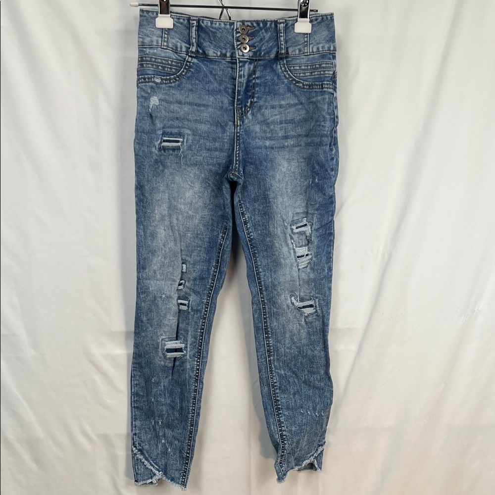 No Boundaries - High Rise Sculpting Skinny - Size 11 - Distressed - Light Blue